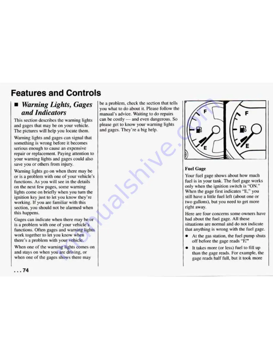 Chevrolet PRIZM 1994 Owner'S Manual Download Page 76