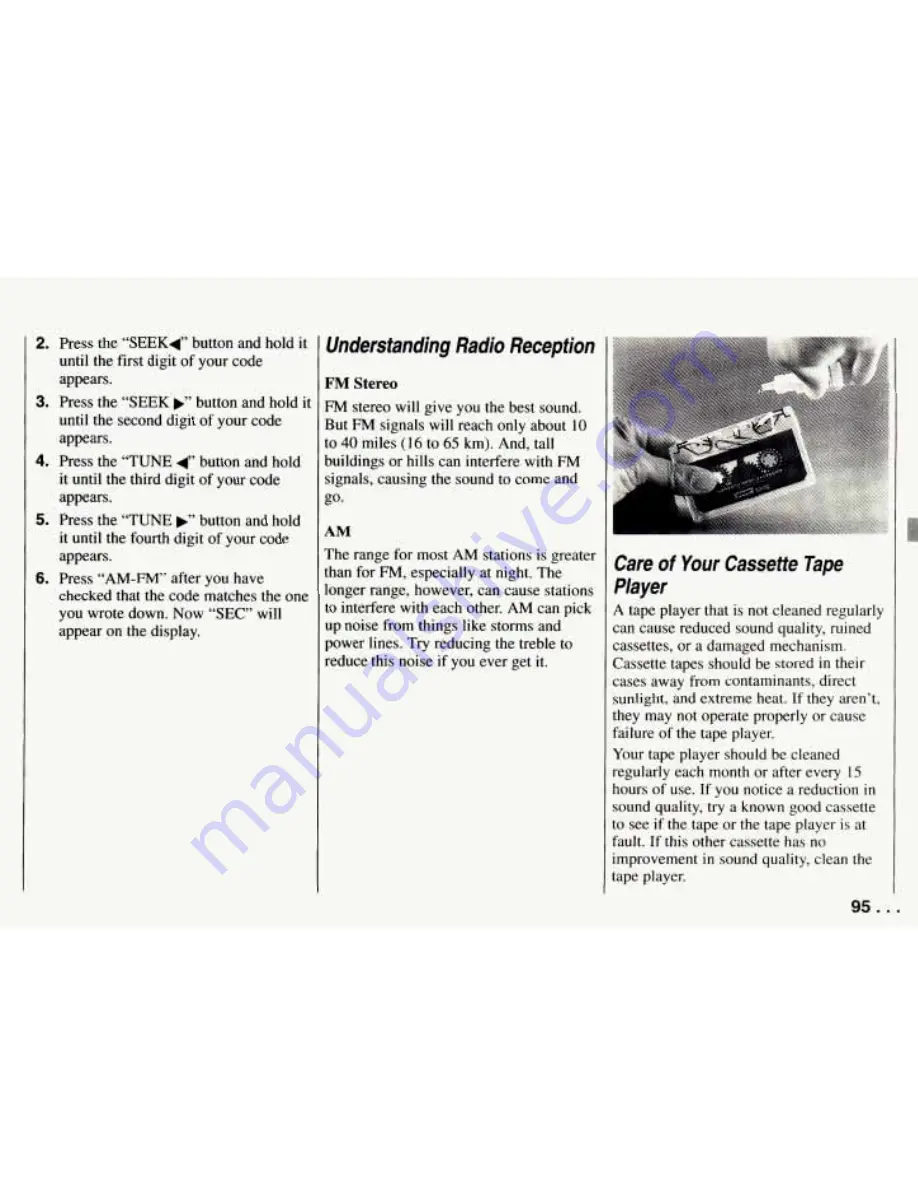 Chevrolet PRIZM 1994 Owner'S Manual Download Page 97