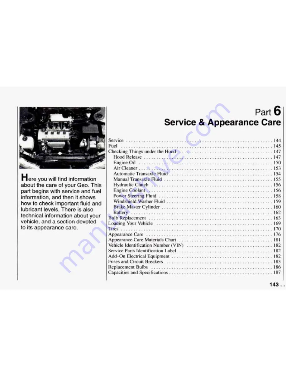 Chevrolet PRIZM 1994 Owner'S Manual Download Page 145