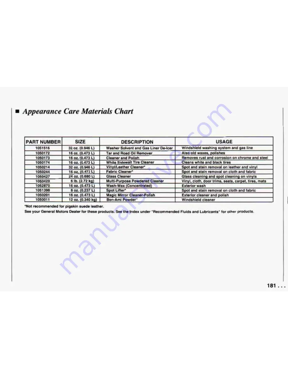 Chevrolet PRIZM 1994 Owner'S Manual Download Page 183