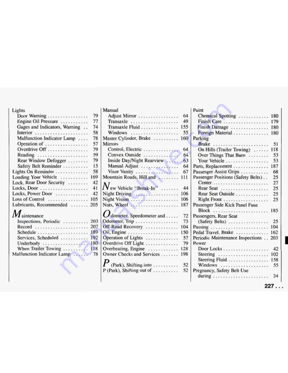 Chevrolet PRIZM 1994 Owner'S Manual Download Page 229