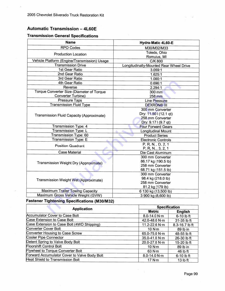 Chevrolet Silverado 2005 Description & Operation Download Page 109