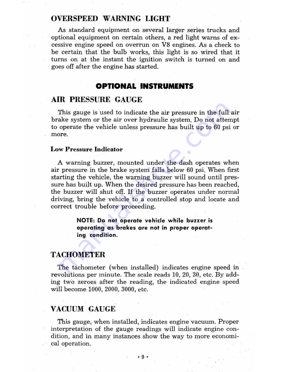 Chevrolet truck 1960 Operator'S Manual Download Page 10