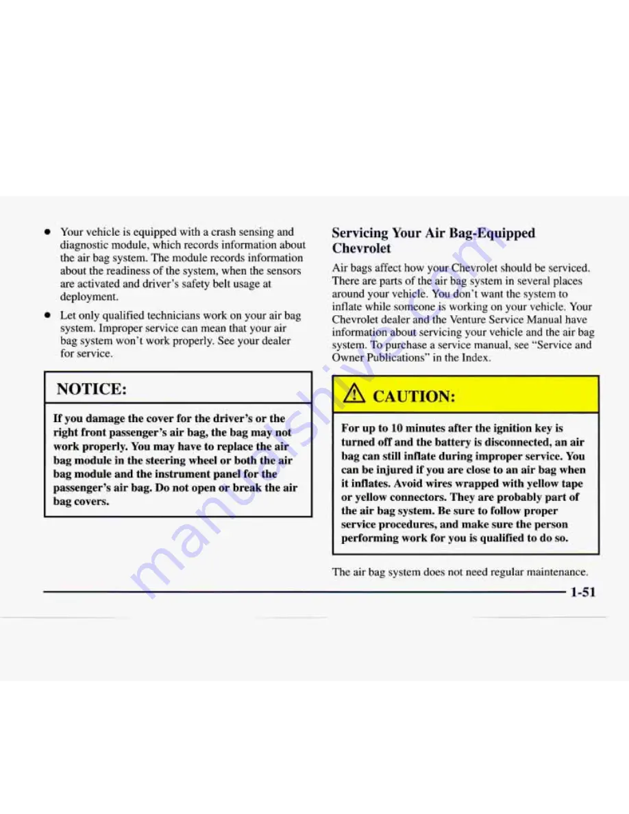 Chevrolet VENTURE 1997 Manual Download Page 60