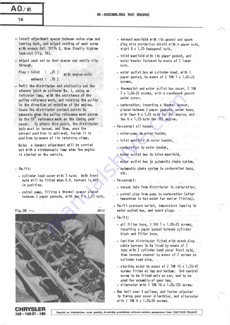 Chrysler 160 Workshop Manual Download Page 42