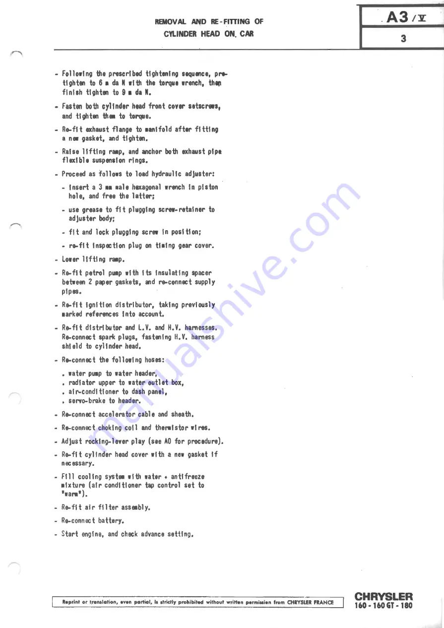 Chrysler 160 Workshop Manual Download Page 71