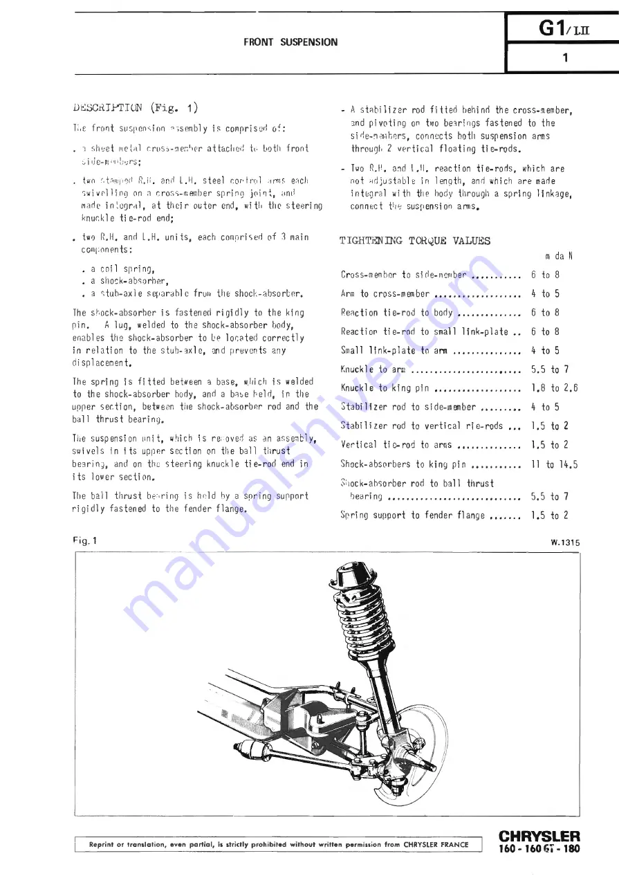 Chrysler 160 Workshop Manual Download Page 235