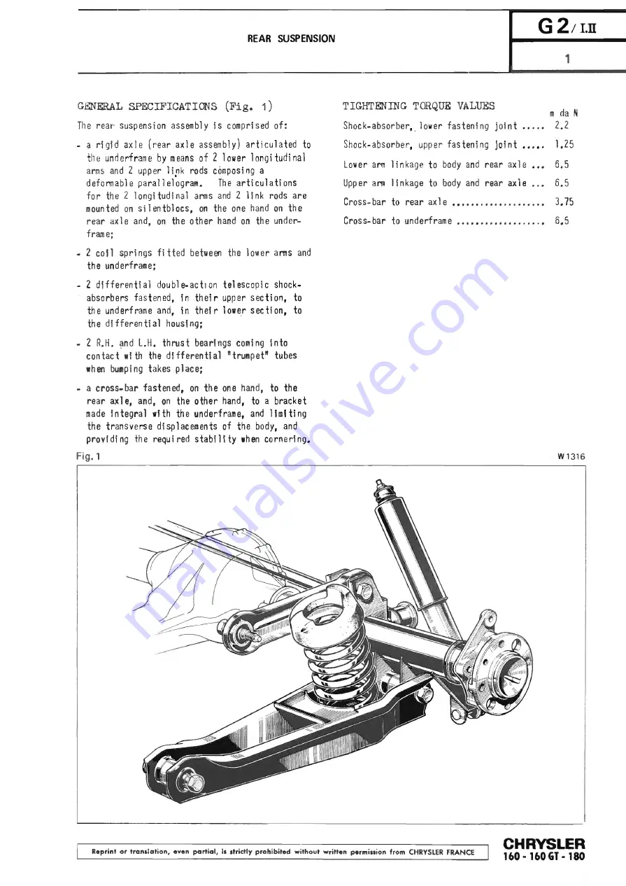 Chrysler 160 Workshop Manual Download Page 258