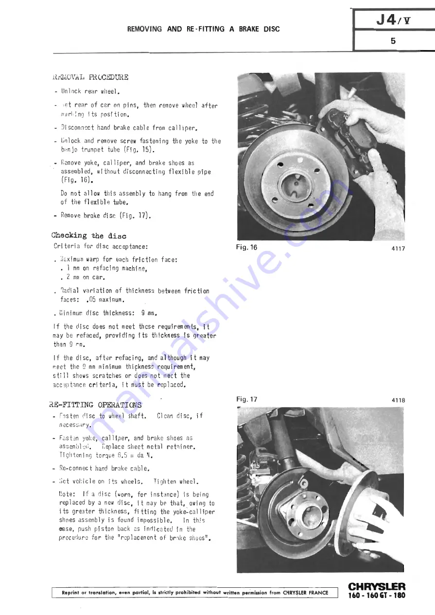 Chrysler 160 Workshop Manual Download Page 321