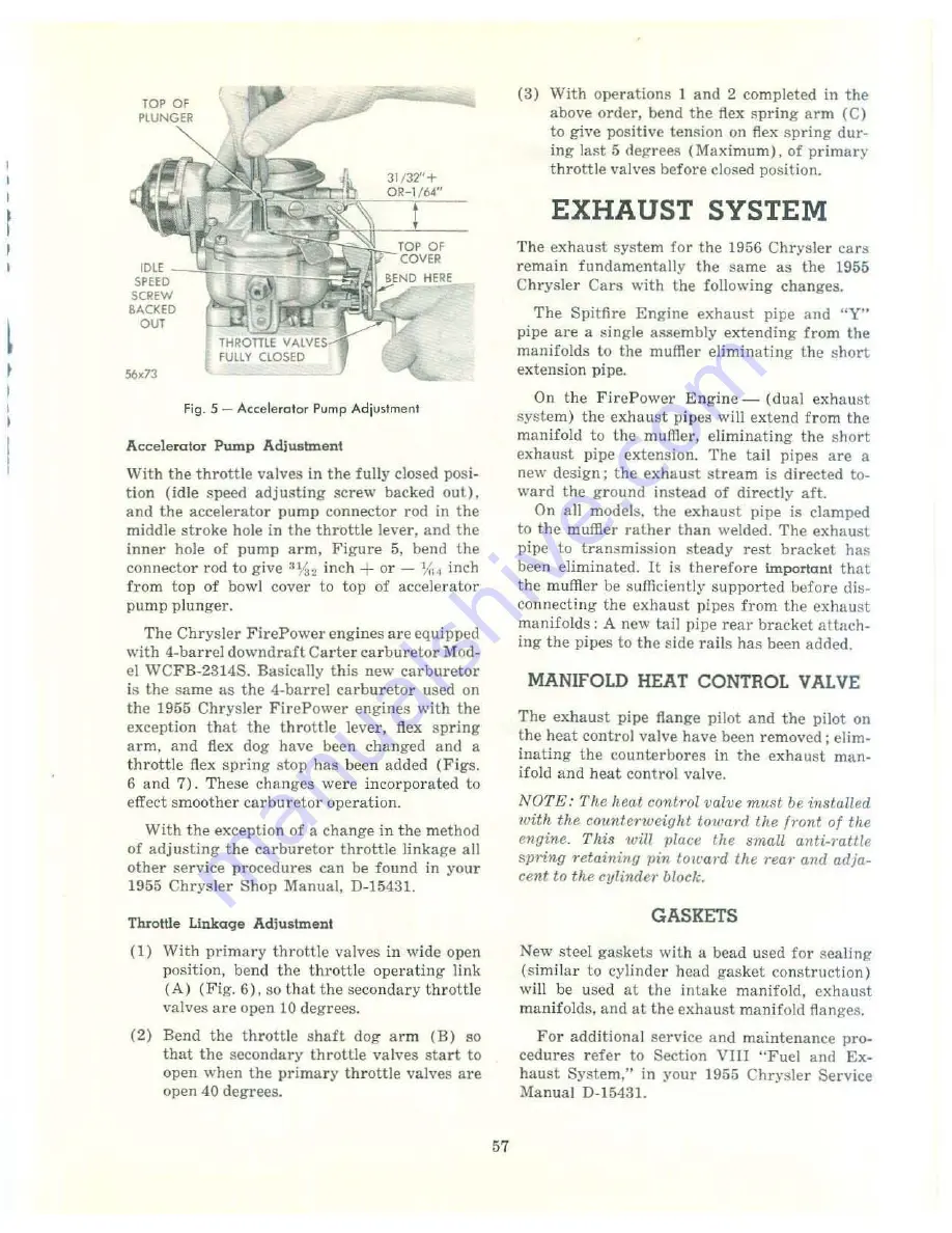 Chrysler 1956 Crown Imperial Service Manual Download Page 57