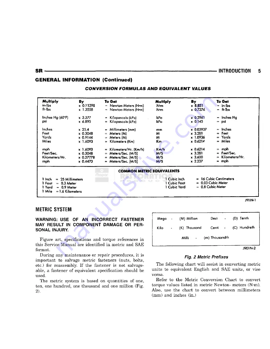 Chrysler 1998 Viper GTS Owner'S Manual Download Page 9