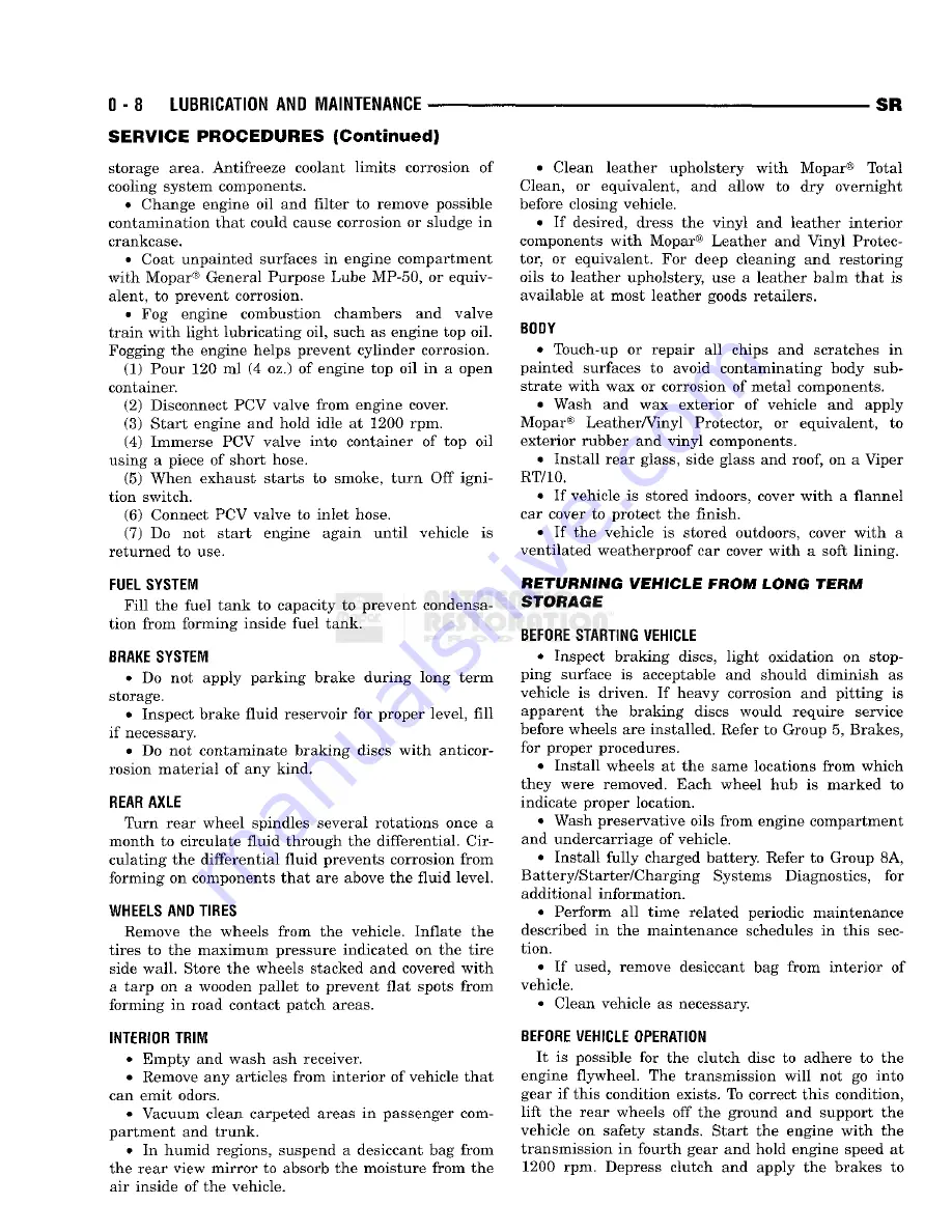 Chrysler 1998 Viper GTS Owner'S Manual Download Page 20