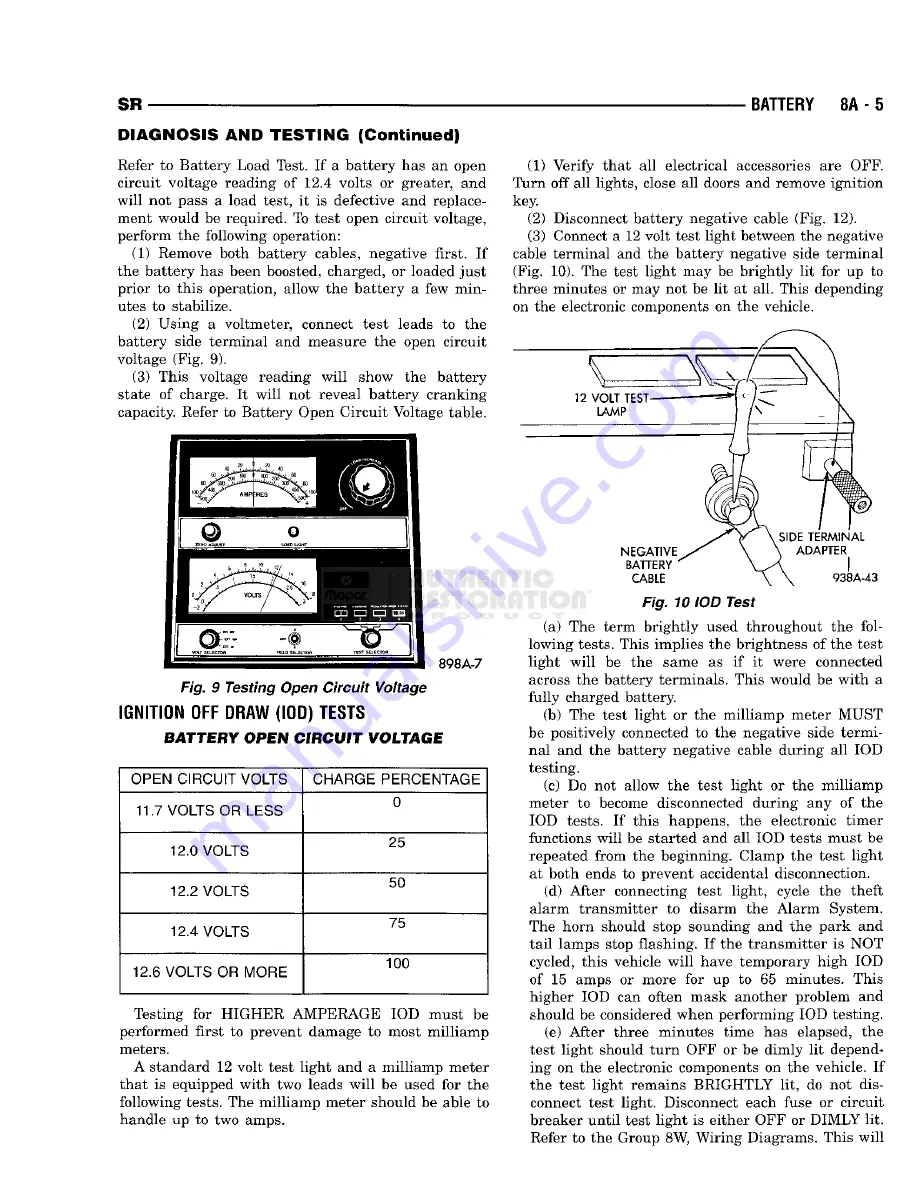 Chrysler 1998 Viper GTS Owner'S Manual Download Page 265