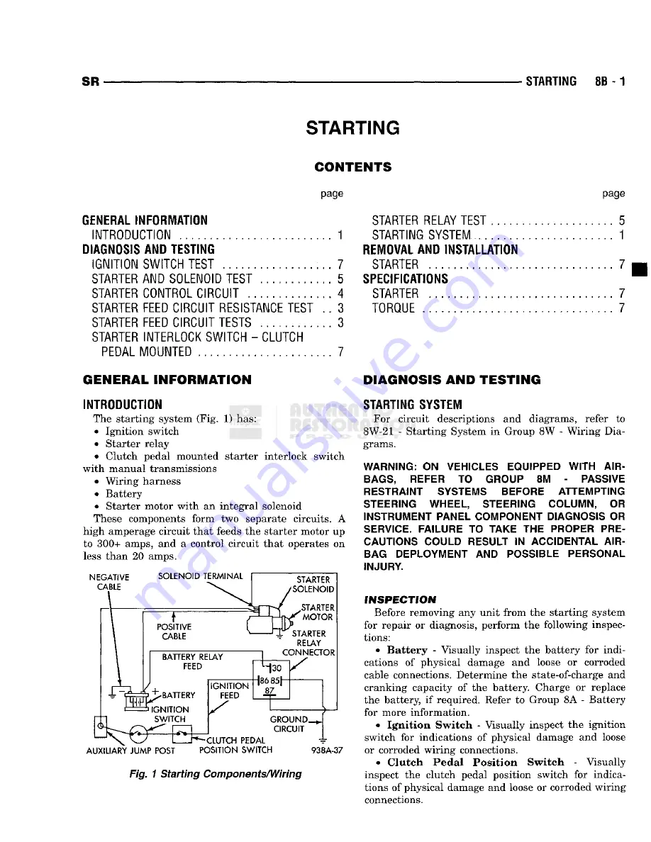 Chrysler 1998 Viper GTS Owner'S Manual Download Page 269