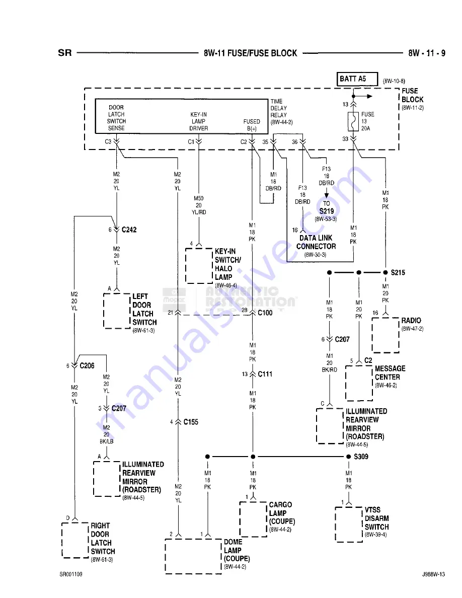 Chrysler 1998 Viper GTS Owner'S Manual Download Page 433