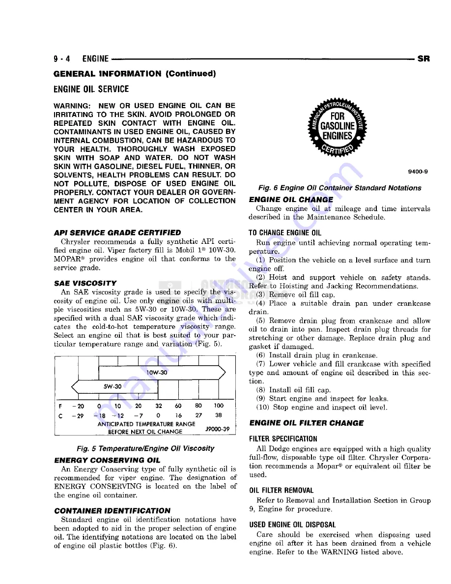 Chrysler 1998 Viper GTS Owner'S Manual Download Page 650