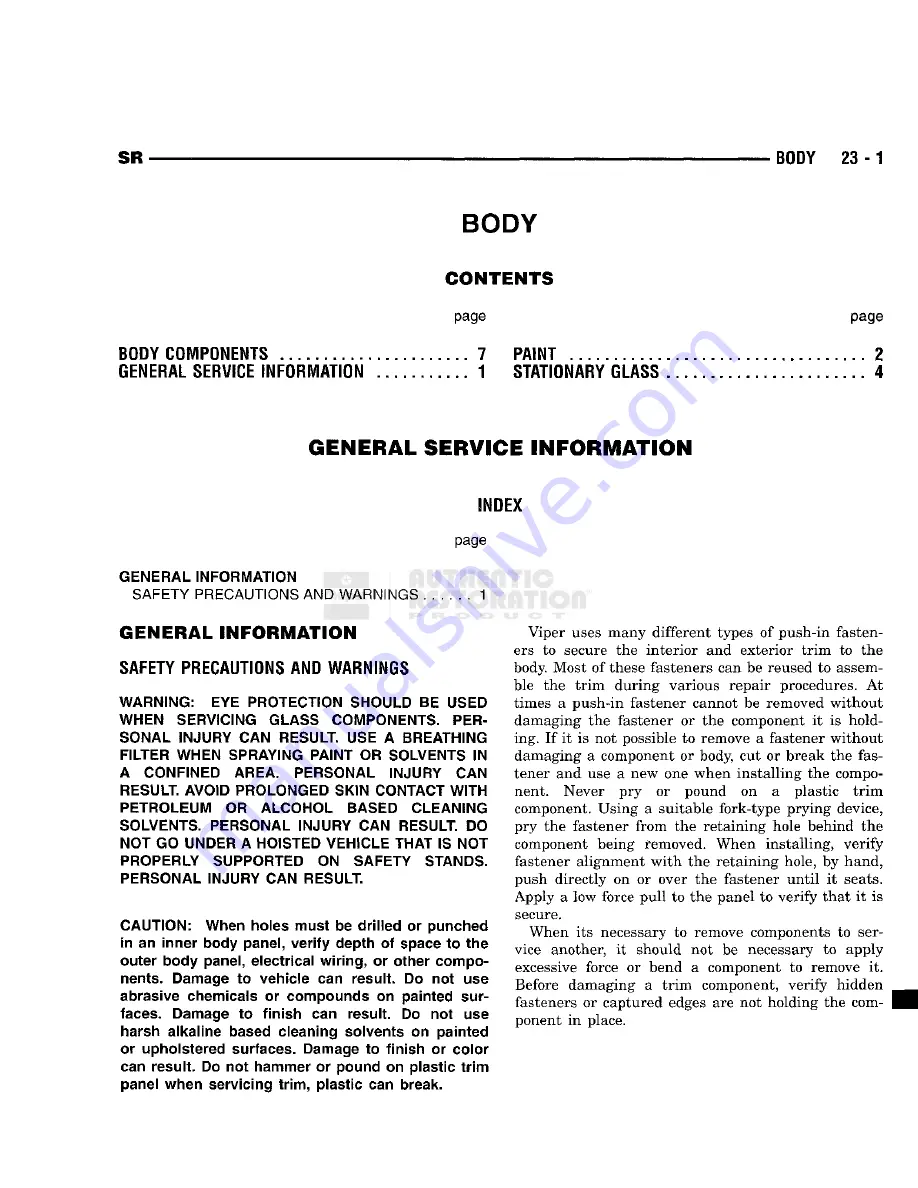 Chrysler 1998 Viper GTS Owner'S Manual Download Page 837