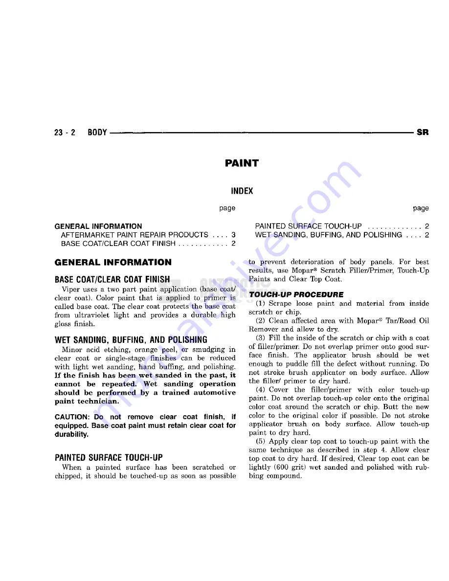 Chrysler 1998 Viper GTS Owner'S Manual Download Page 838