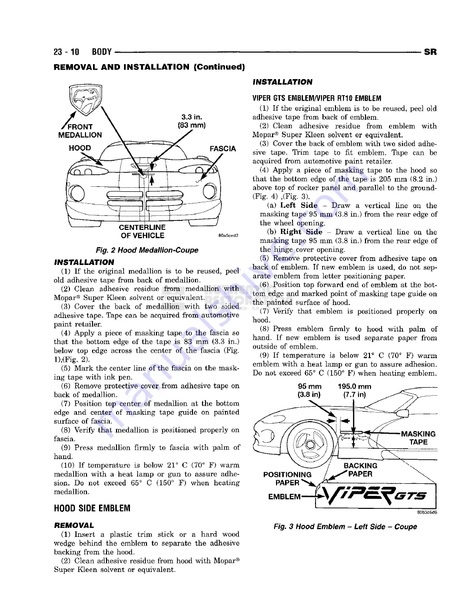 Chrysler 1998 Viper GTS Owner'S Manual Download Page 846