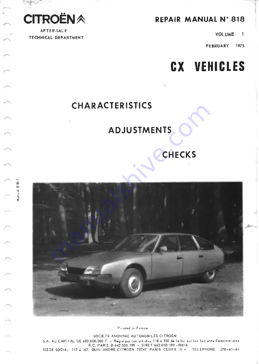 CITROEN CX Скачать руководство пользователя страница 1