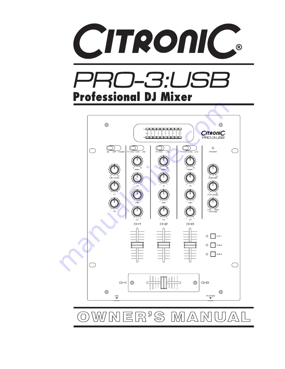 Citronic PRO-3:USB Скачать руководство пользователя страница 1