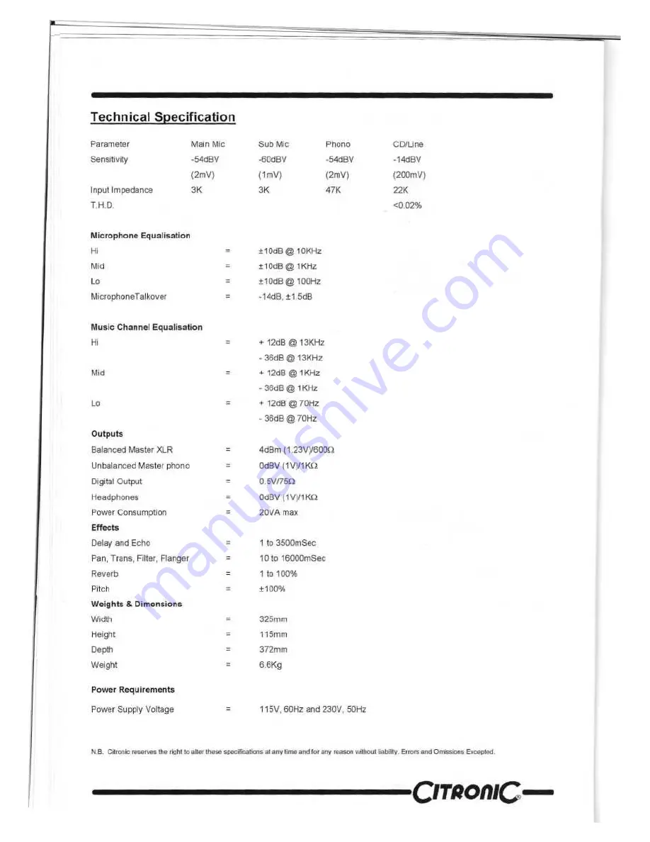 Citronic SM-FX400 Ultima Owner'S Manual Download Page 8