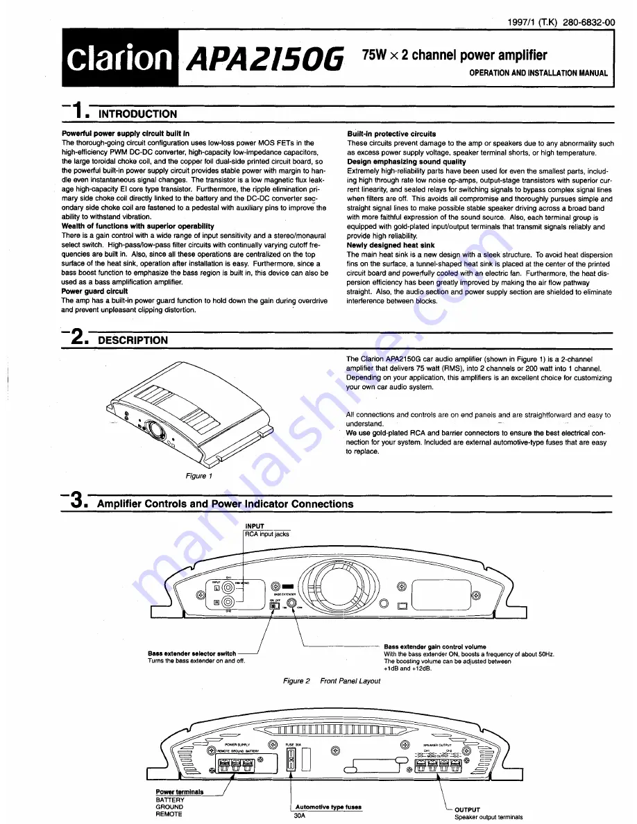 Clarion APA2150G Operation And Installation Manual Download Page 1