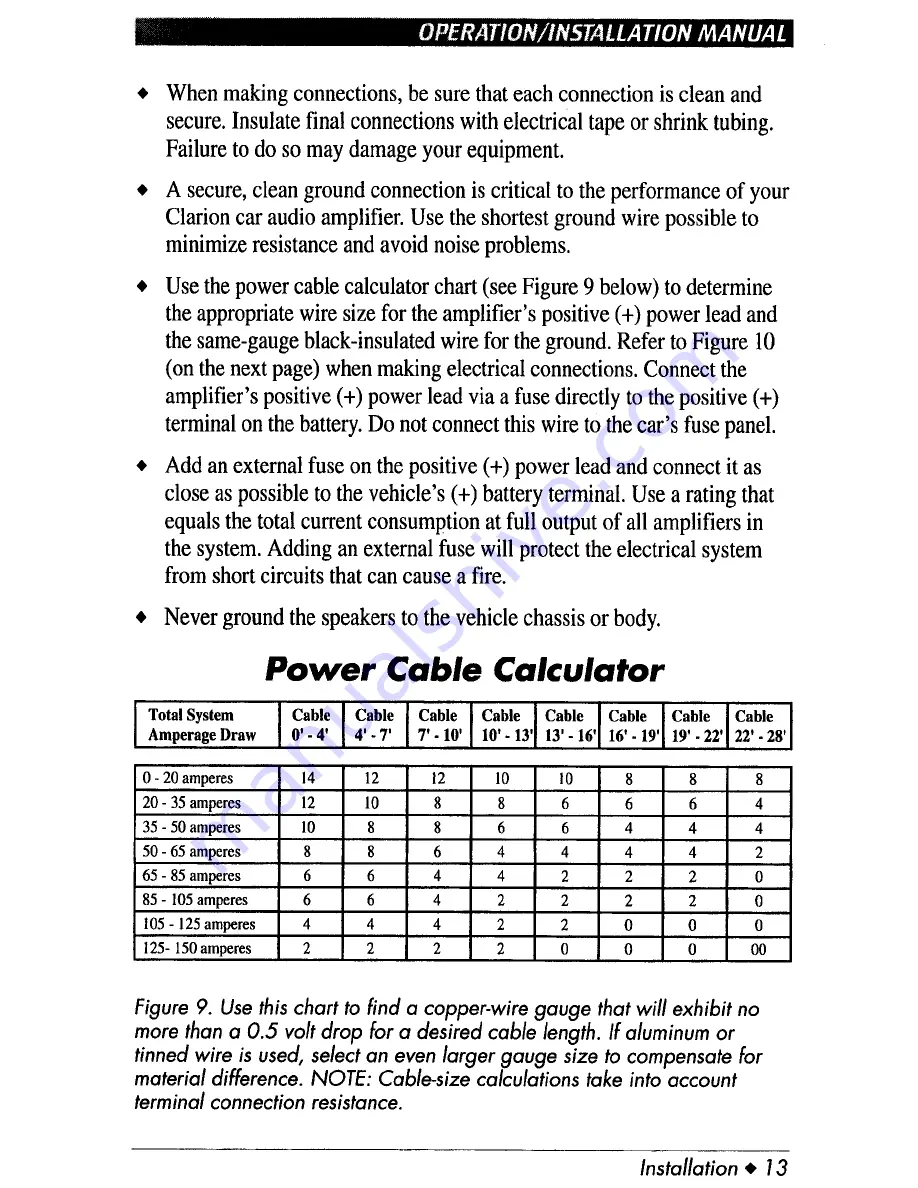 Clarion APA5241 Operation and Operation And Installation Manual Download Page 14