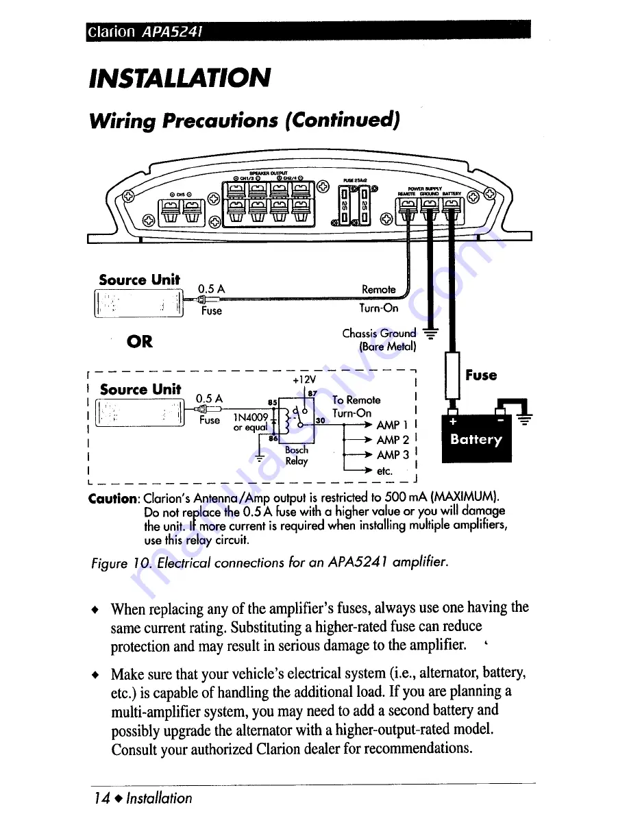 Clarion APA5241 Operation and Operation And Installation Manual Download Page 15