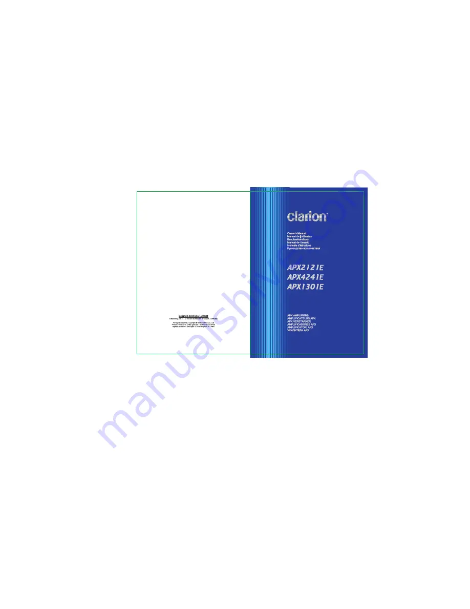 Clarion APX1301E Owner'S Manual Download Page 1