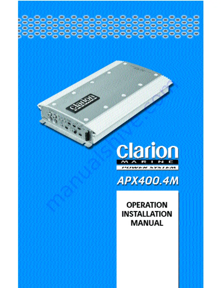 Clarion APX400 Operating & Installation Manual Download Page 1