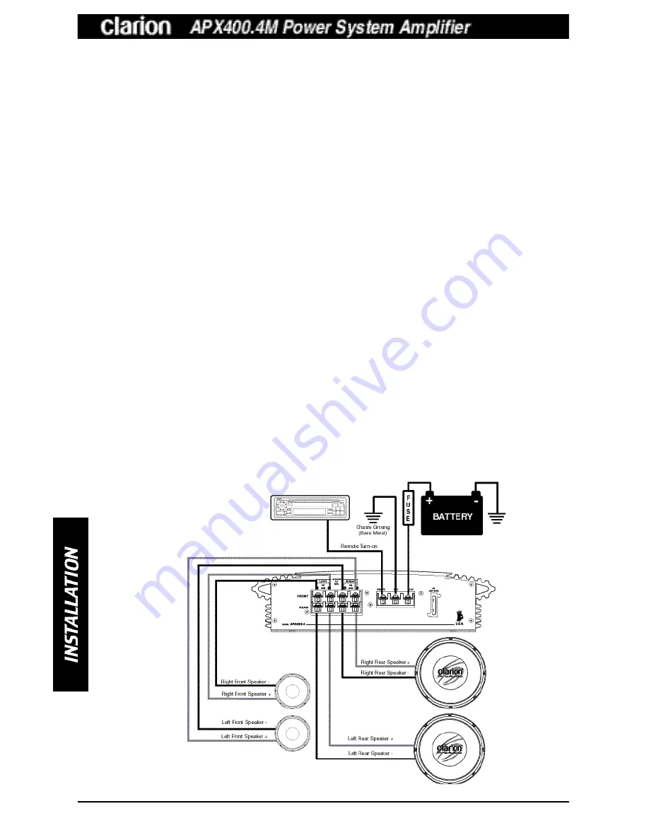 Clarion APX400 Operating & Installation Manual Download Page 12