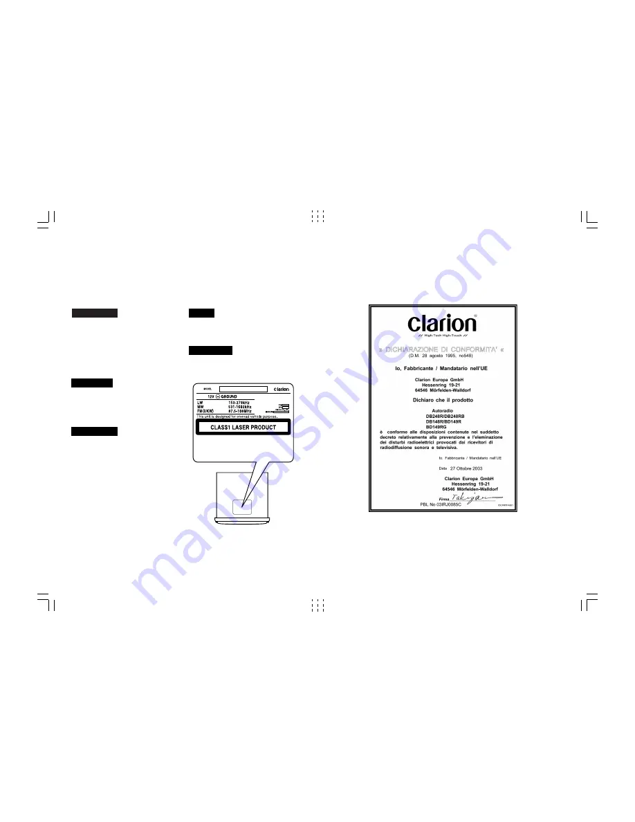 Clarion BD149R Скачать руководство пользователя страница 2