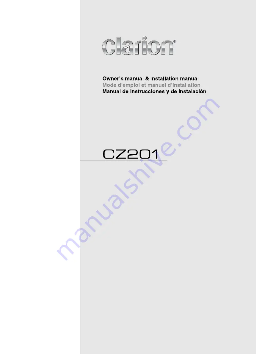 Clarion CZ201 Owners And Installation Manual Download Page 1