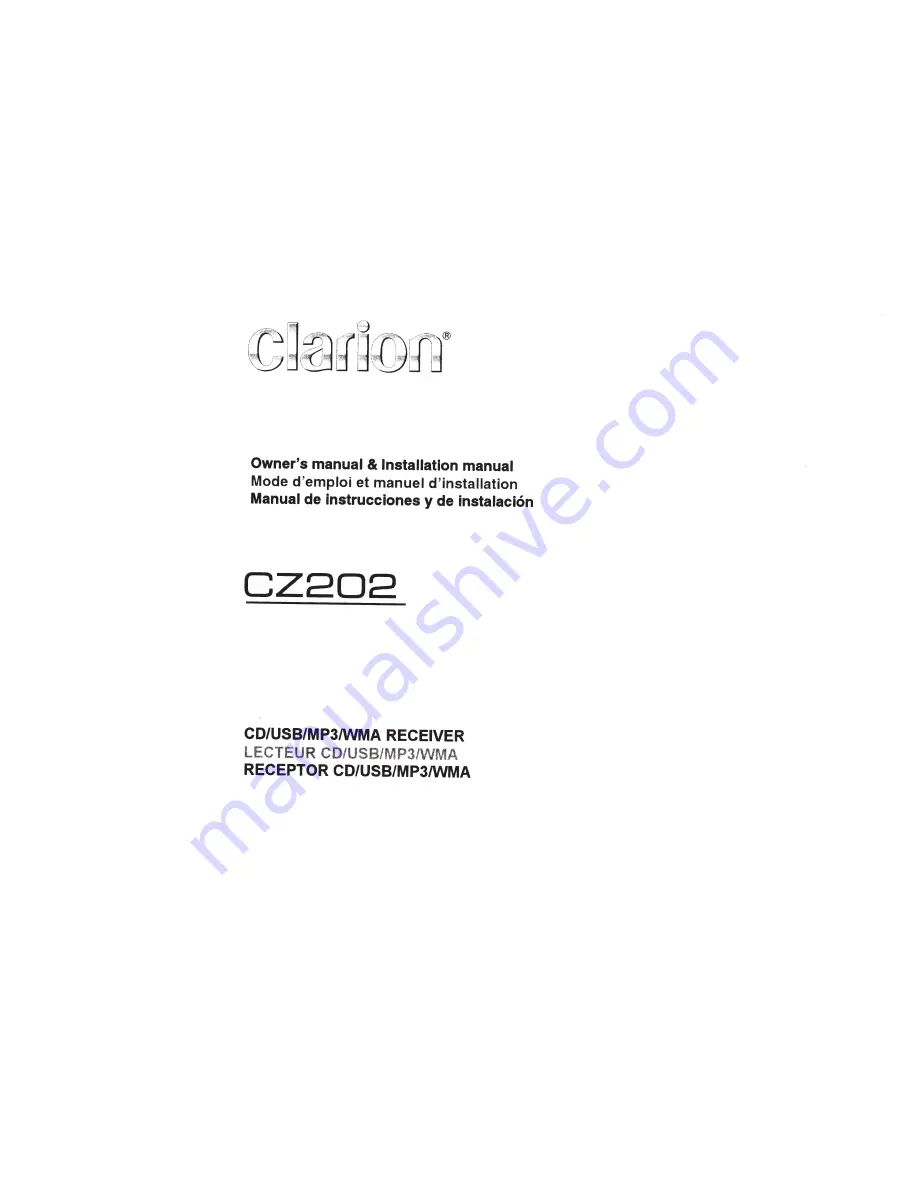 Clarion CZ202 Owner'S Manual & Installation Manual Download Page 1