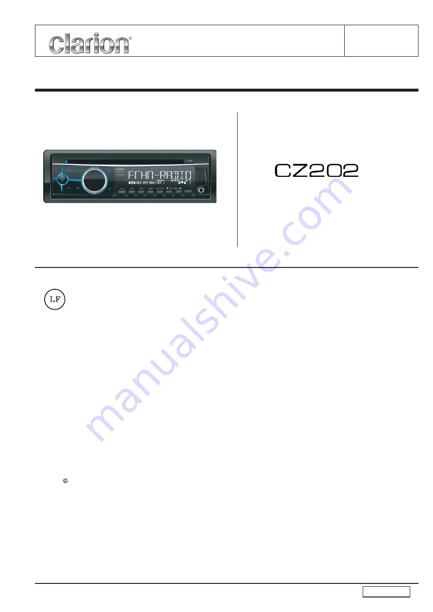 Clarion CZ202 Service Manual Download Page 1