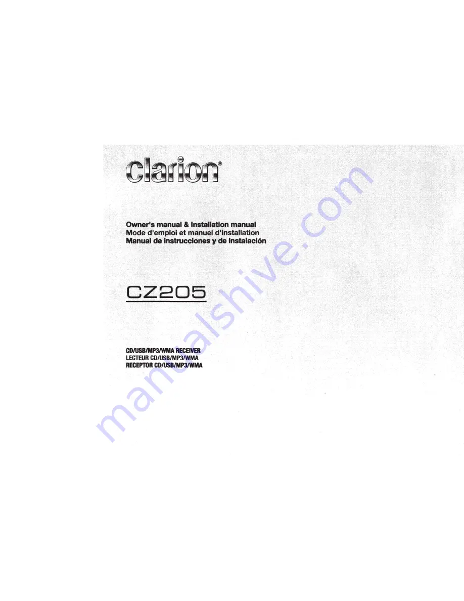 Clarion CZ205 Owner'S Manual & Installation Manual Download Page 1