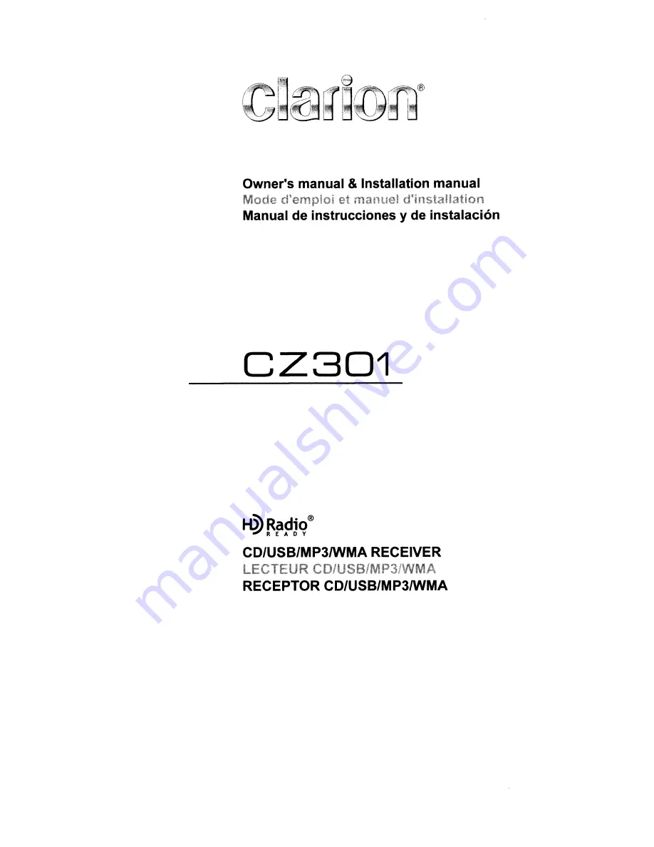 Clarion CZ301 Owner'S Manual & Installation Manual Download Page 1