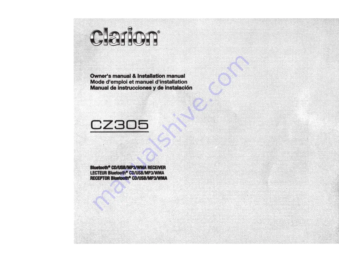 Clarion CZ305 Owner'S Manual & Installation Manual Download Page 1