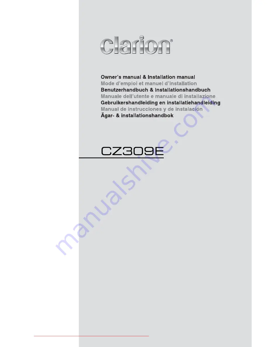 Clarion CZ309E Owner'S Manual & Installation Manual Download Page 1