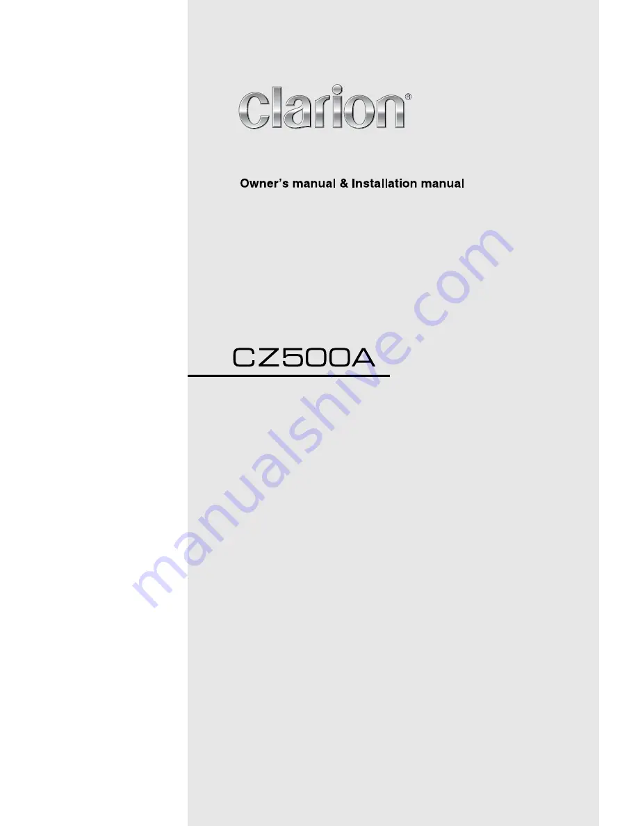 Clarion CZ500A Owners & Installation Manual Download Page 1