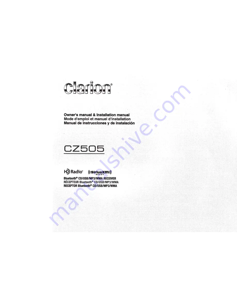 Clarion CZ505 Owners Manual And Installation Manual Download Page 1