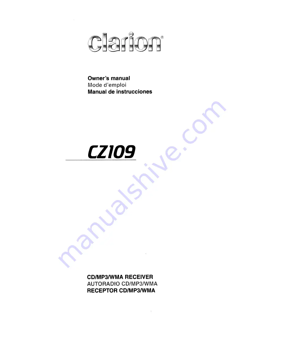 Clarion CZI09 Owner'S Manual Download Page 1