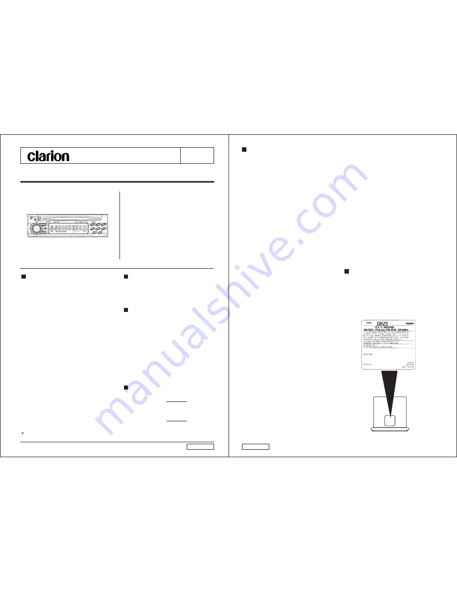 Clarion DB125 Скачать руководство пользователя страница 1