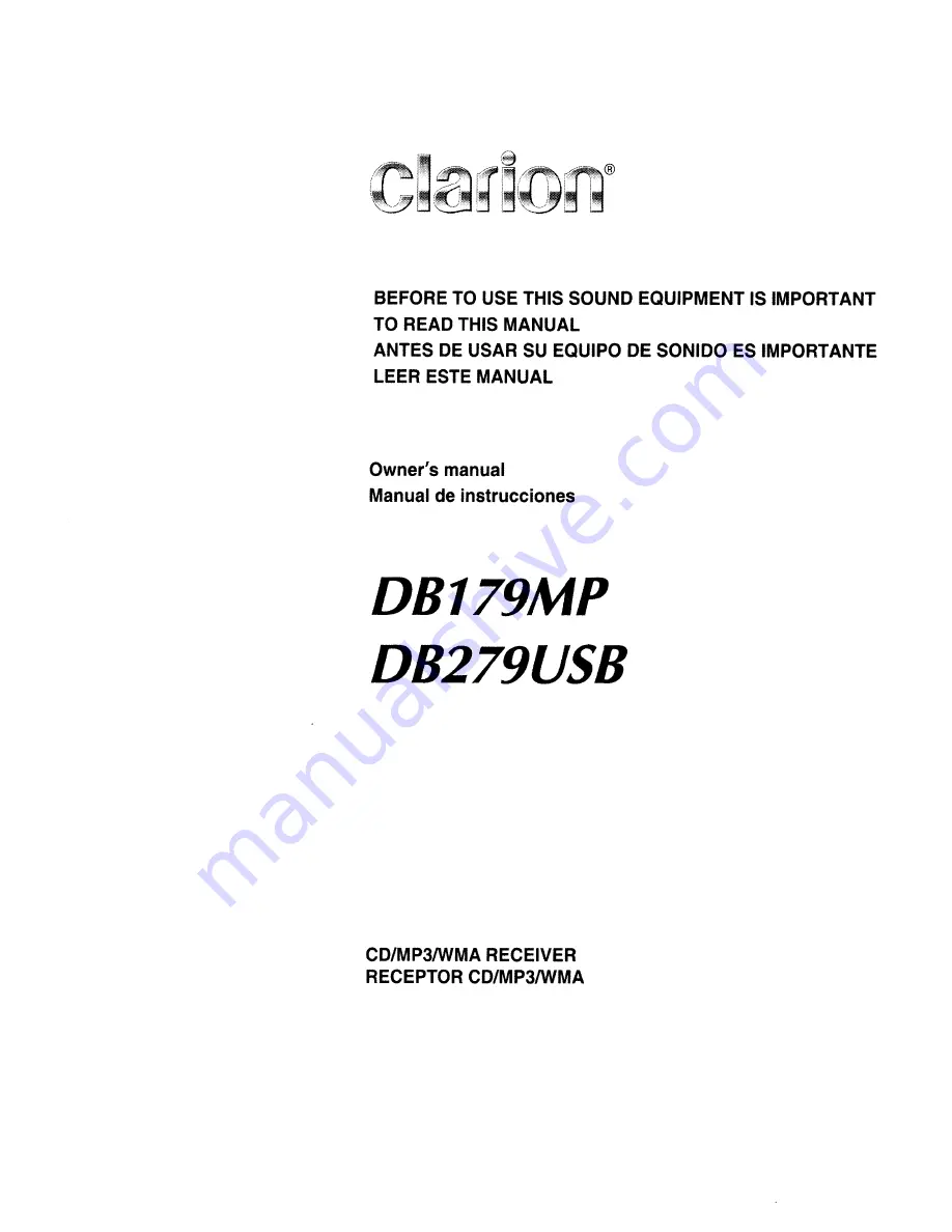 Clarion DB179MP Owner'S Manual Download Page 1