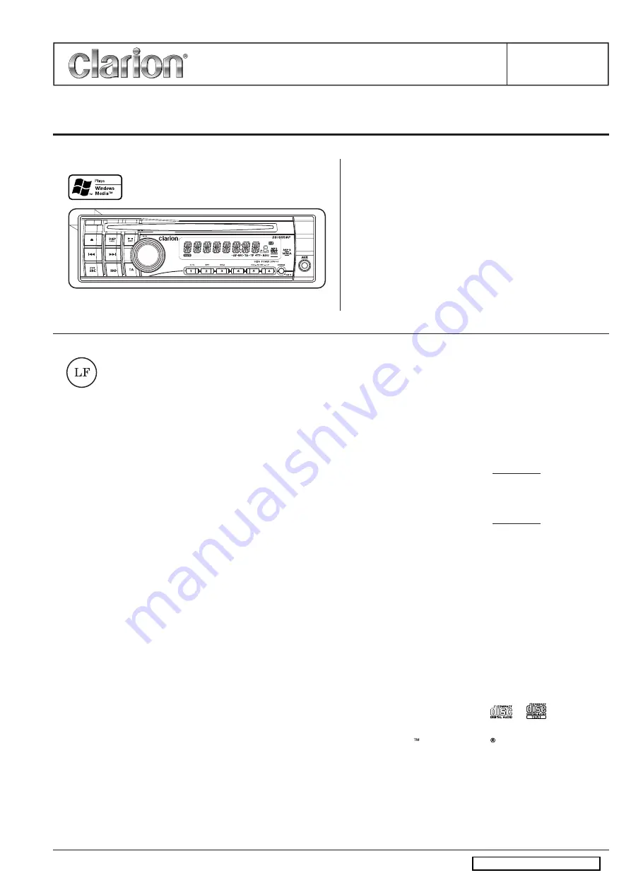 Clarion DB188RMP Service Manual Download Page 1