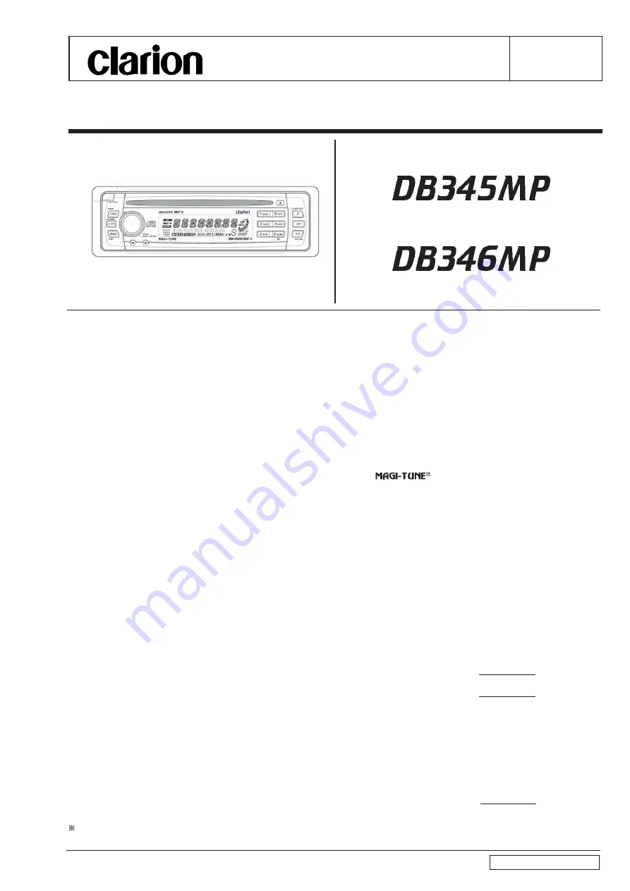 Clarion DB345MP Service Manual Download Page 1