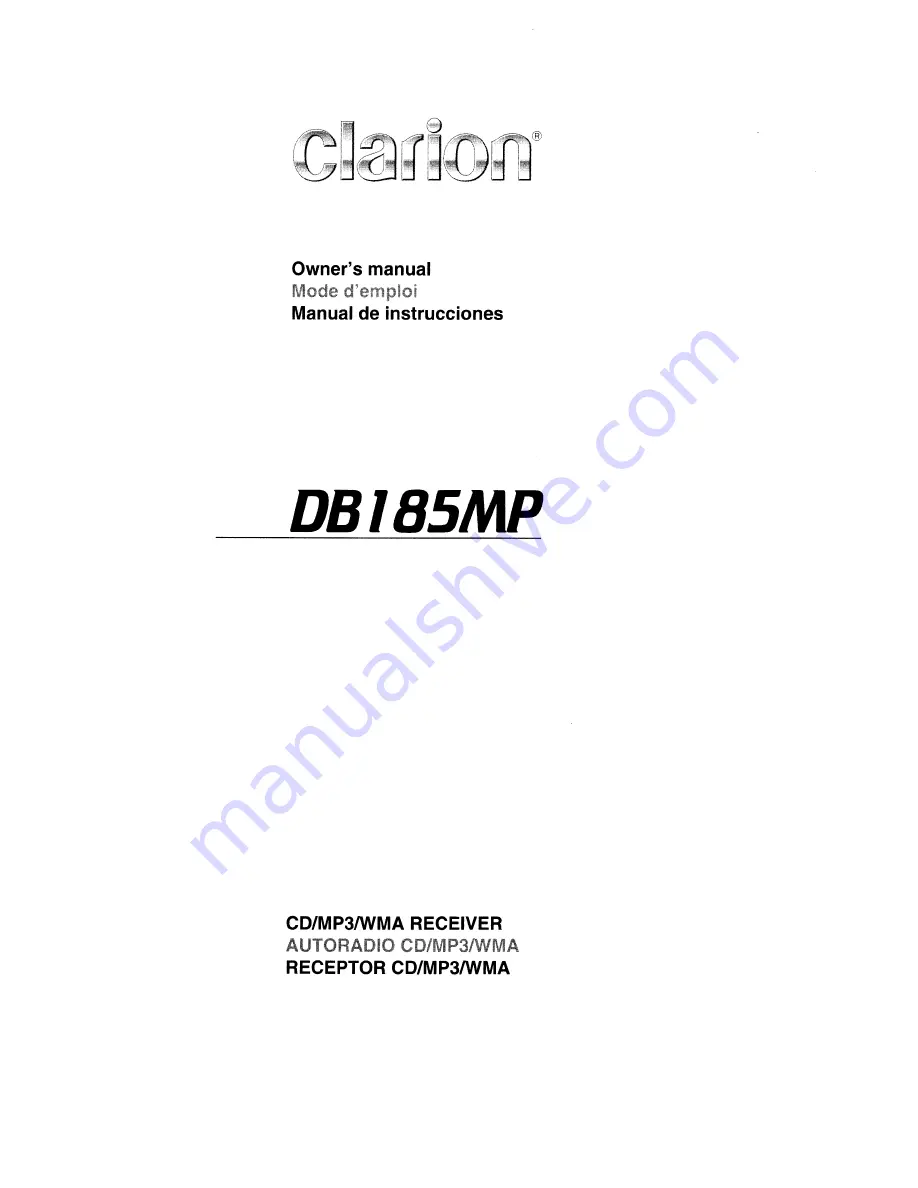 Clarion DBI85MP Owner'S Manual Download Page 1