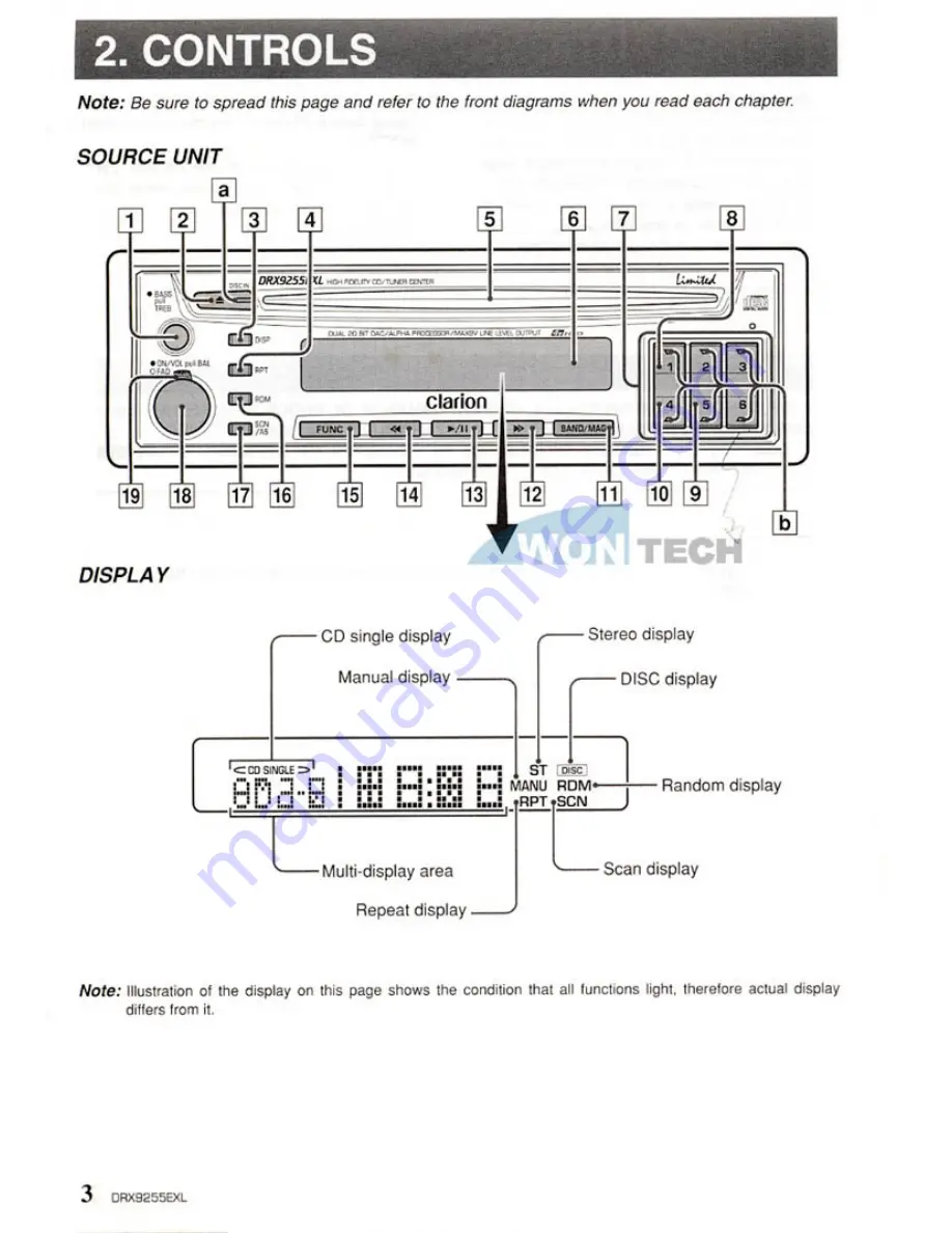 Clarion DRX9255EXL Owner'S Manual Download Page 3