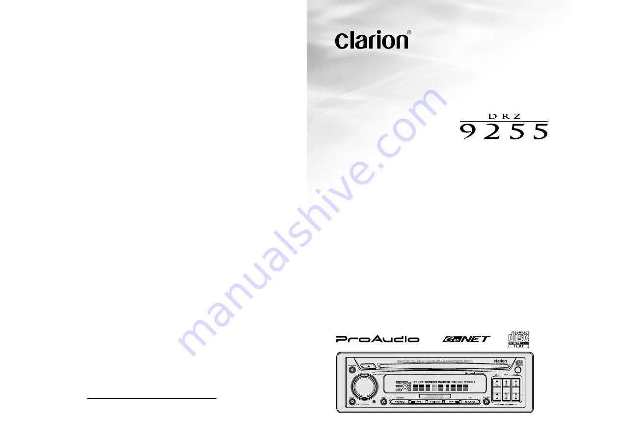 Clarion DRZ 9255 Owner'S Manual Download Page 1